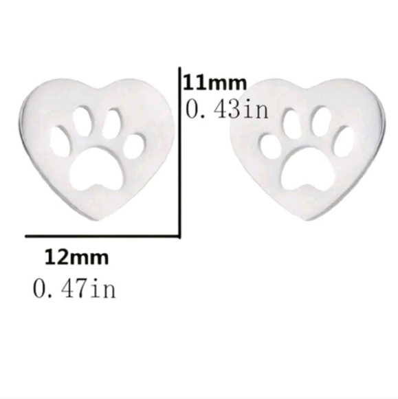 Paw print Earring set Stud style STAINLESS STEEL Post - Picture 2 of 2